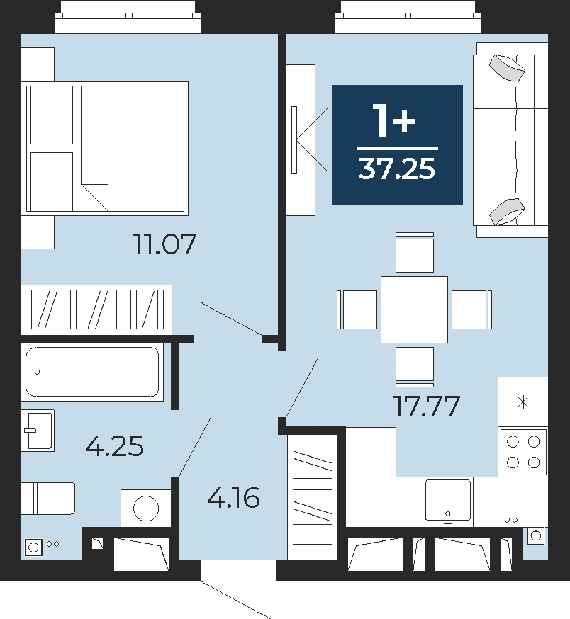 3-комнатная квартира с отделкой в ЖК Бунинские кварталы на 9 этаже в 6 секции. Сдача в 2 кв. 2026 г.