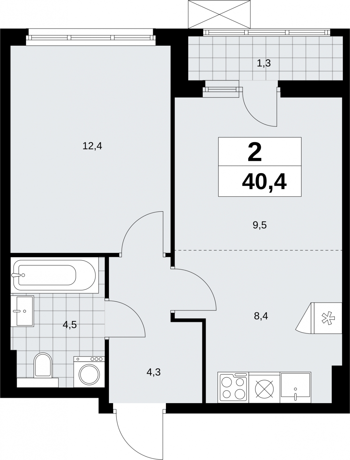 2-комнатная квартира с отделкой в ЖК Бунинские кварталы на 16 этаже в 3 секции. Сдача в 2 кв. 2026 г.