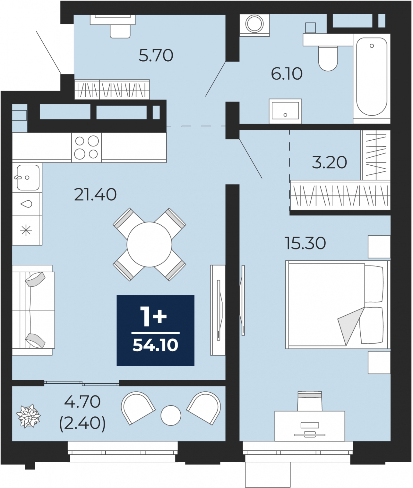 3-комнатная квартира в ЖК Бунинские кварталы на 2 этаже в 2 секции. Сдача в 2 кв. 2026 г.