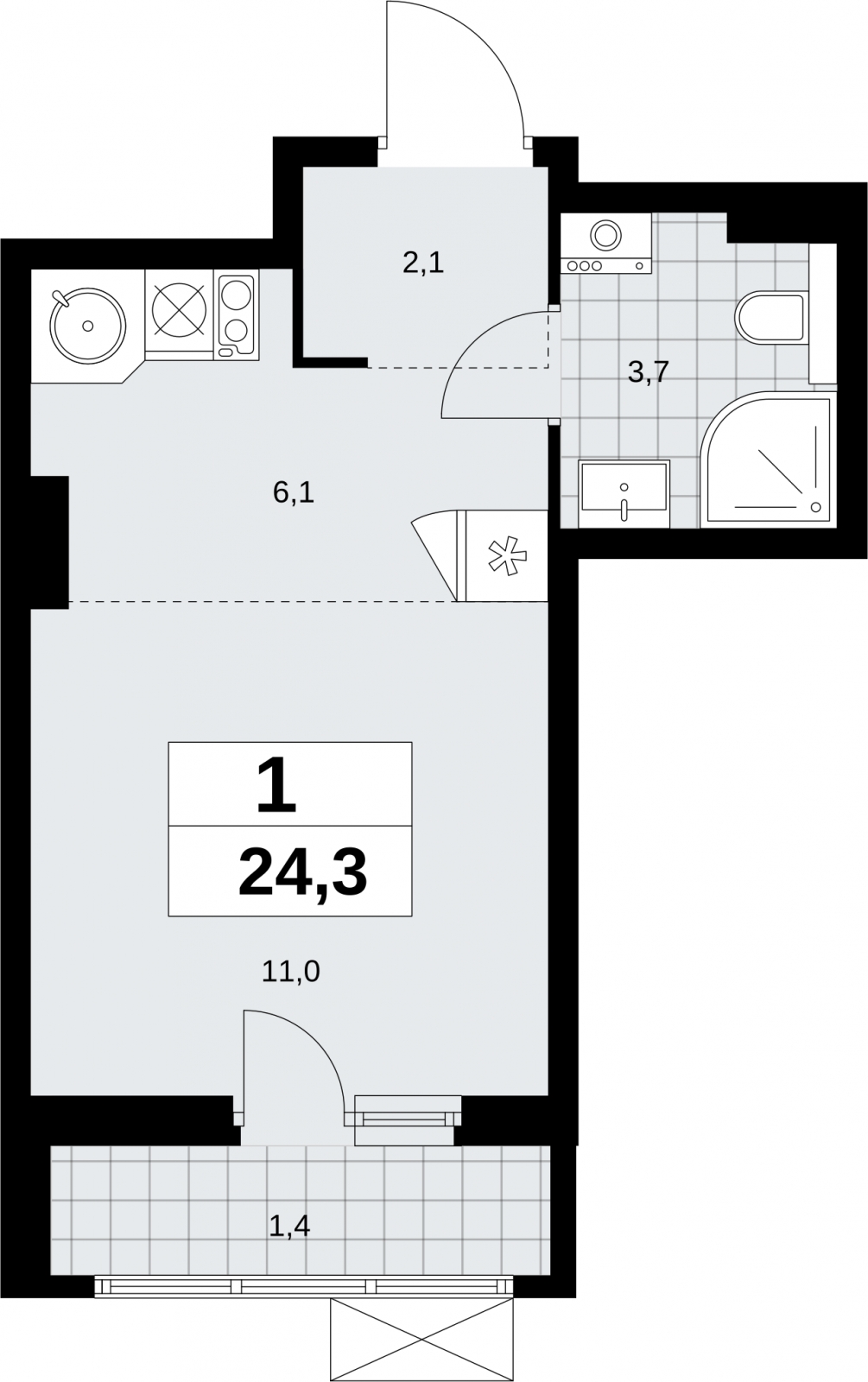 2-комнатная квартира с отделкой в ЖК Бунинские кварталы на 9 этаже в 4 секции. Сдача в 2 кв. 2026 г.