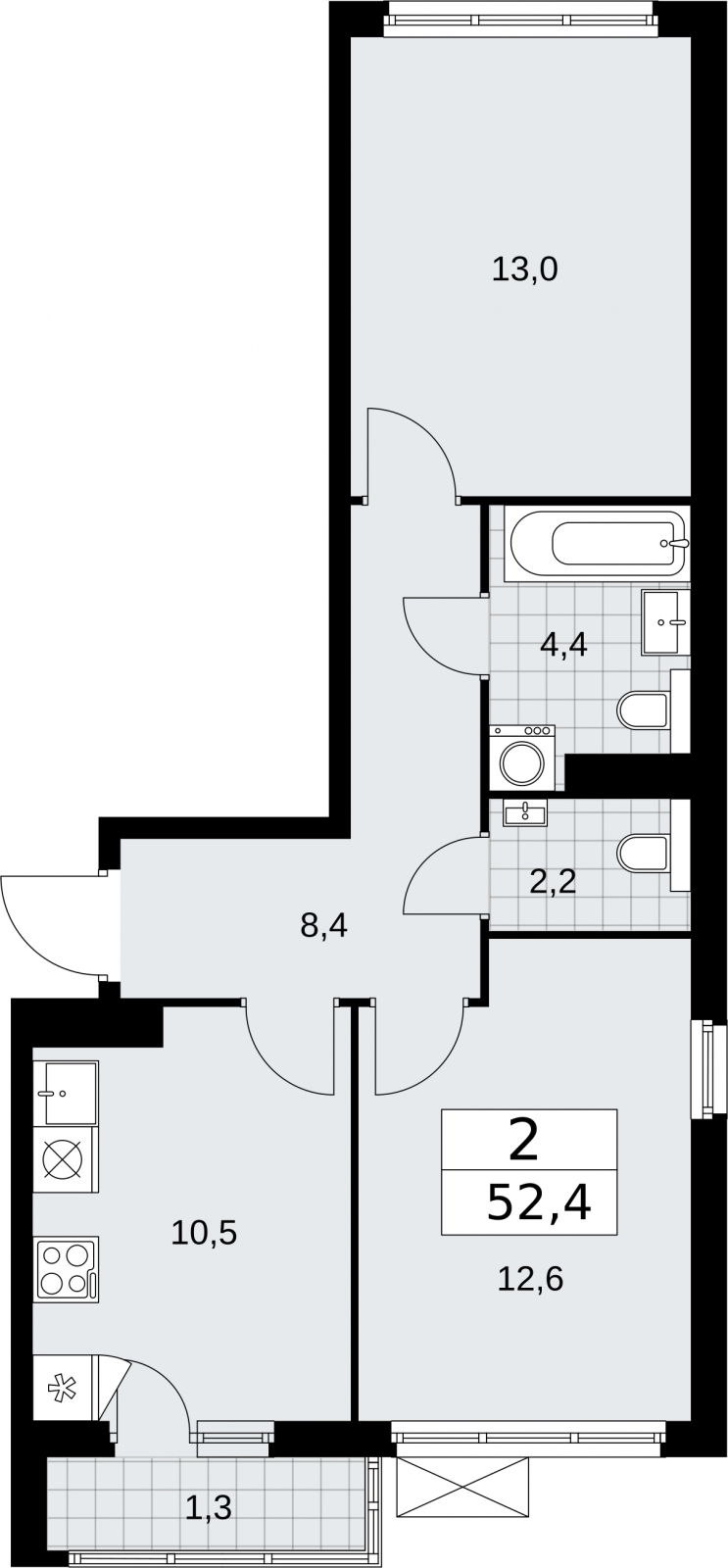 1-комнатная квартира с отделкой в ЖК Бунинские кварталы на 5 этаже в 6 секции. Сдача в 2 кв. 2026 г.