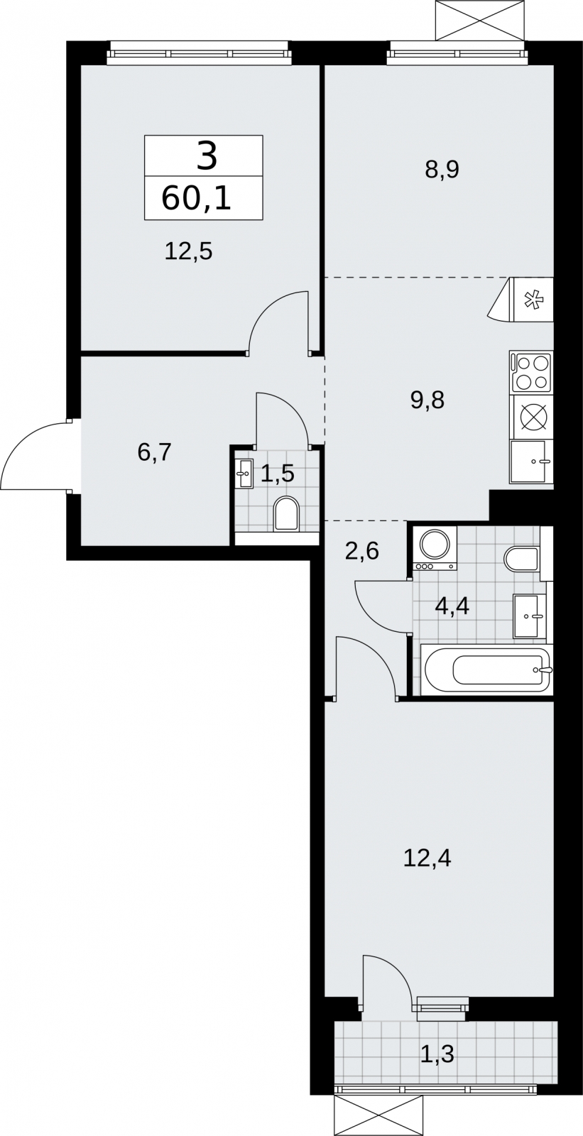 1-комнатная квартира с отделкой в ЖК MOD на 24 этаже в 1 секции. Сдача в 4 кв. 2024 г.