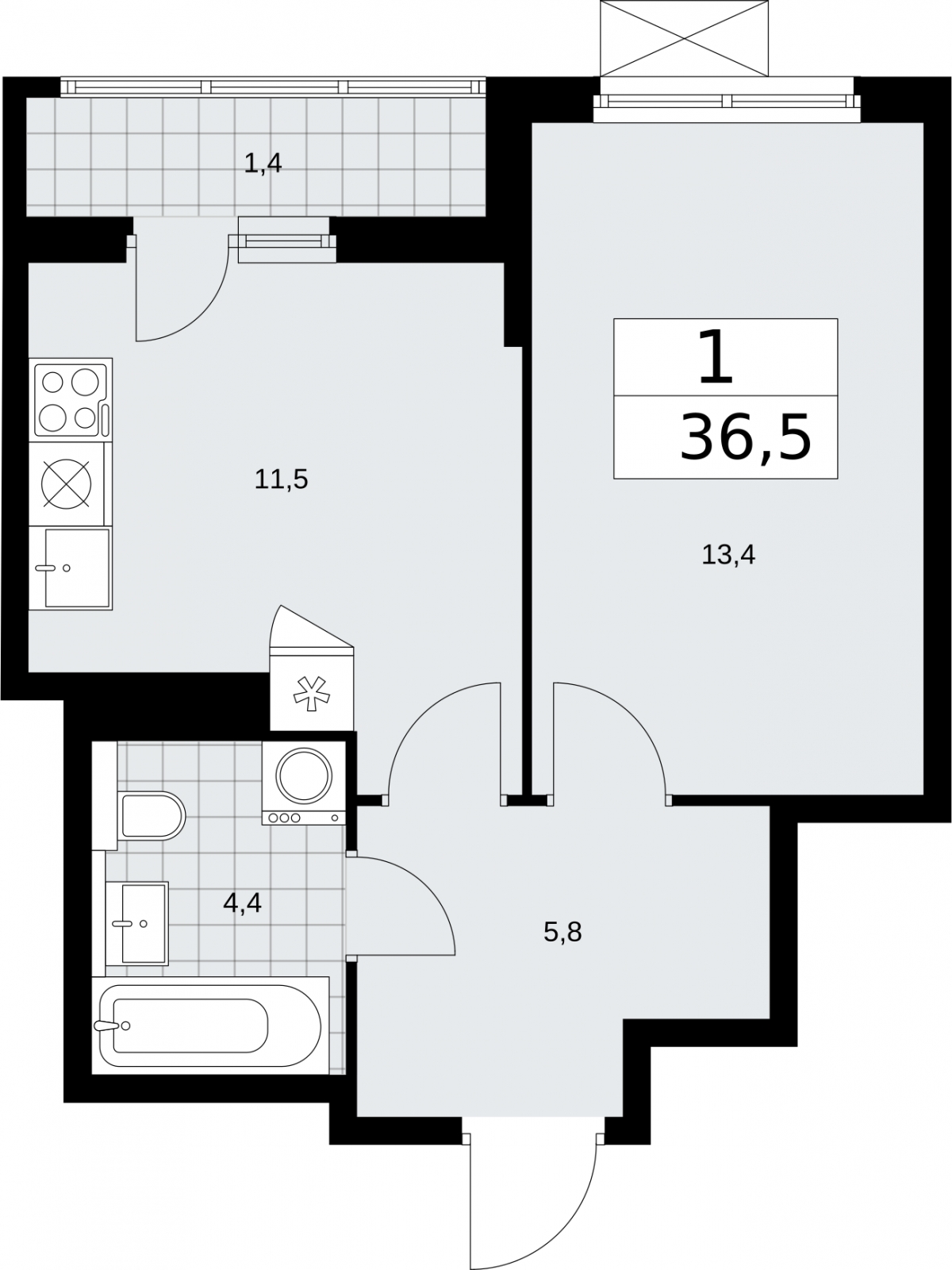 2-комнатная квартира с отделкой в ЖК West Garden на 4 этаже в 1 секции. Сдача в 2 кв. 2023 г.