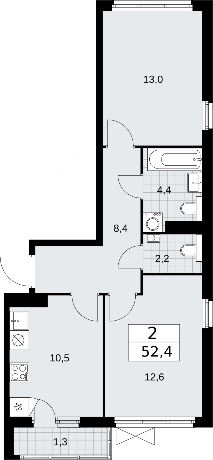 3-комнатная квартира в ЖК MYPRIORITY Dubrovka на 10 этаже в 2 секции. Сдача в 2 кв. 2025 г.