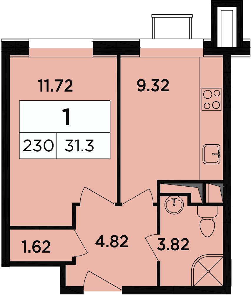 1-комнатная квартира в мкр. Новое Медведково на 5 этаже в 1 секции. Сдача в 2 кв. 2023 г.