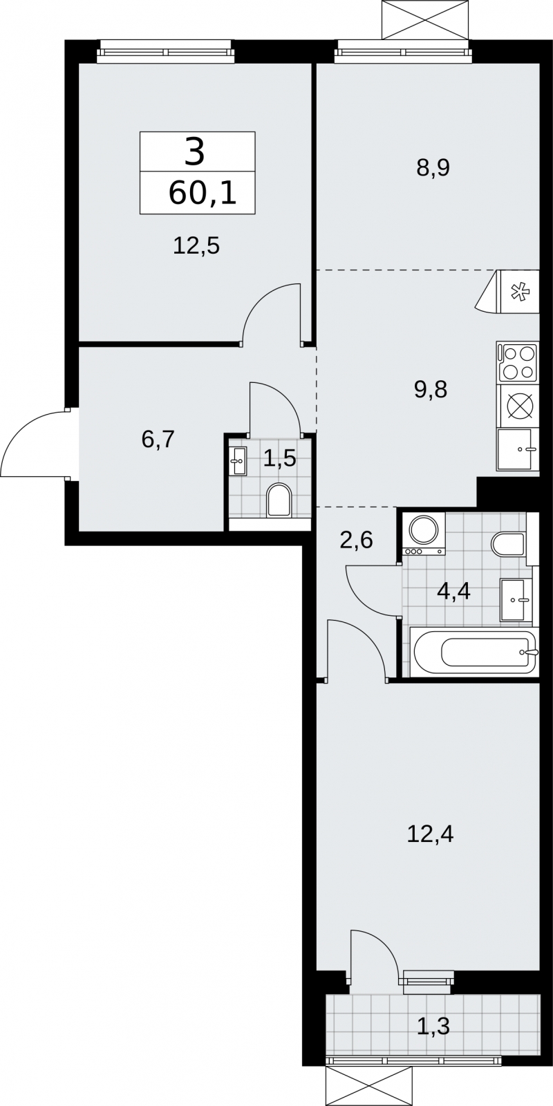 3-комнатная квартира с отделкой в ЖК Апарт-комплекс Nakhimov на 18 этаже в 1 секции. Сдача в 1 кв. 2021 г.