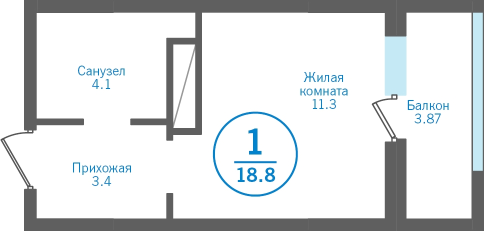 2-комнатная квартира в ЖК Бунинские кварталы на 13 этаже в 6 секции. Сдача в 2 кв. 2026 г.