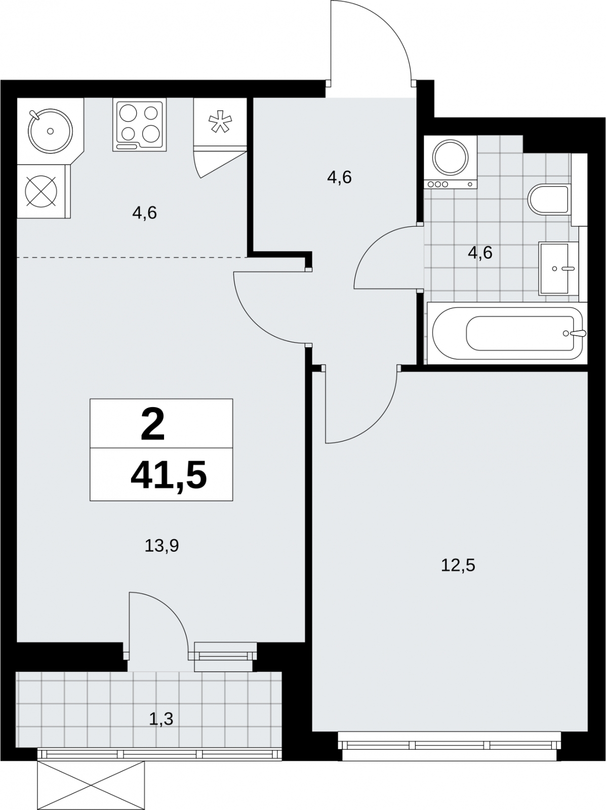 1-комнатная квартира (Студия) с отделкой в ЖК Бунинские кварталы на 8 этаже в 6 секции. Сдача в 2 кв. 2026 г.