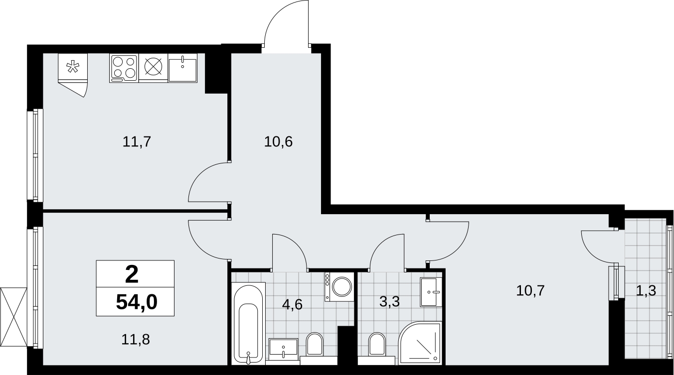 1-комнатная квартира (Студия) в ЖК Бунинские кварталы на 7 этаже в 4 секции. Сдача в 2 кв. 2026 г.