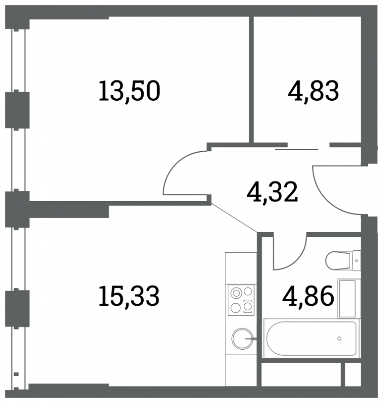 1-комнатная квартира в ЖК Headliner на 51 этаже в 1 секции. Сдача в 4 кв. 2024 г.