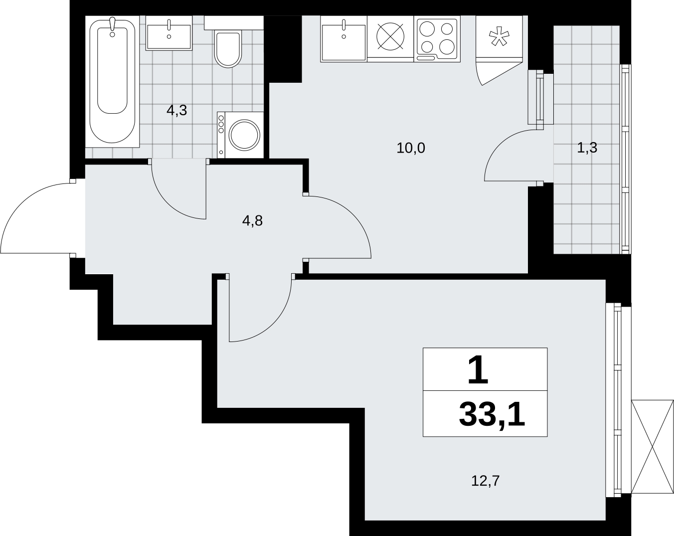 3-комнатная квартира в ЖК Бунинские кварталы на 6 этаже в 5 секции. Сдача в 2 кв. 2026 г.