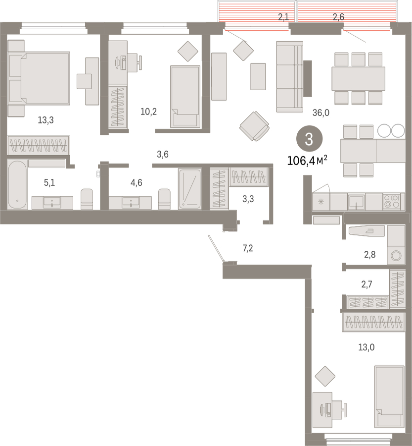 1-комнатная квартира в ЖК Бунинские кварталы на 7 этаже в 3 секции. Сдача в 2 кв. 2026 г.