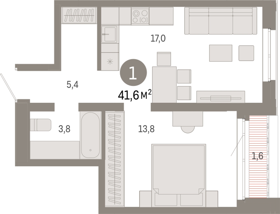 4-комнатная квартира в ЖК Бунинские кварталы на 10 этаже в 1 секции. Сдача в 2 кв. 2026 г.