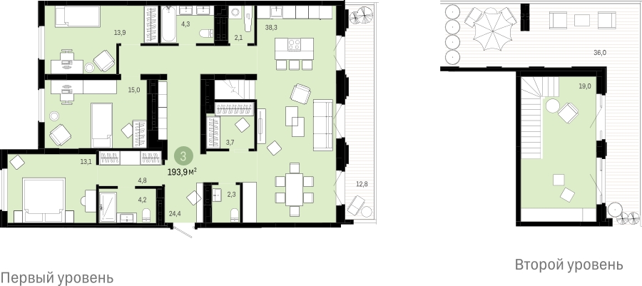 3-комнатная квартира в ЖК Бунинские кварталы на 18 этаже в 6 секции. Сдача в 2 кв. 2026 г.