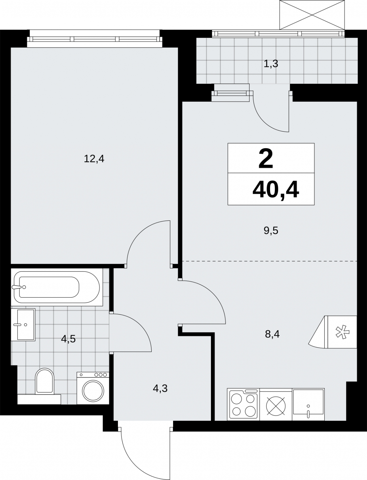 2-комнатная квартира с отделкой в ЖК Настоящее на 12 этаже в 5 секции. Сдача в 4 кв. 2022 г.