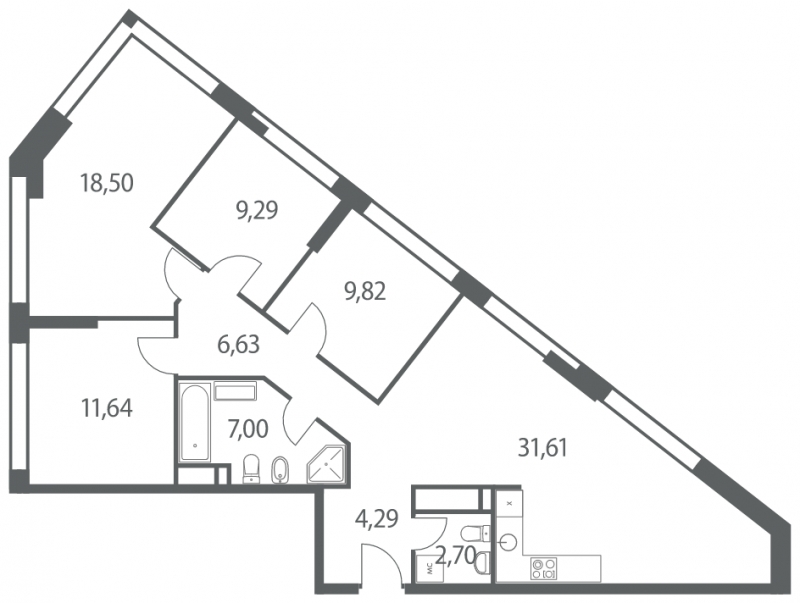 2-комнатная квартира с отделкой в ЖК Лучи на 20 этаже в 1 секции. Сдача в 3 кв. 2024 г.