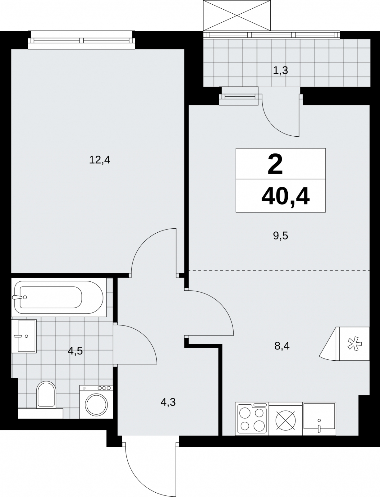 1-комнатная квартира с отделкой в ЖК GloraX Aura Белорусская на 5 этаже в 1 секции. Сдача в 3 кв. 2024 г.