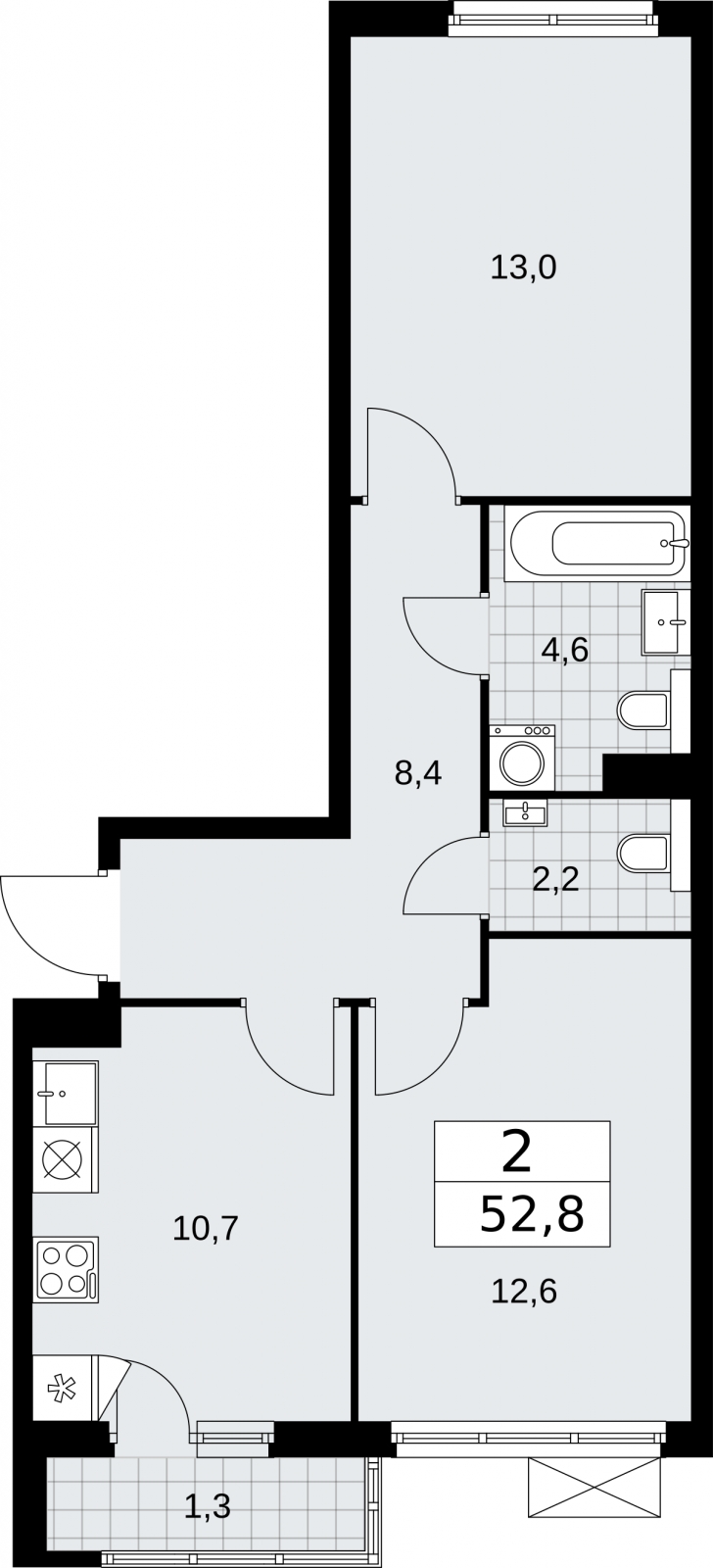 3-комнатная квартира с отделкой в ЖК Руставели 14 на 27 этаже в 1 секции. Сдача в 4 кв. 2023 г.