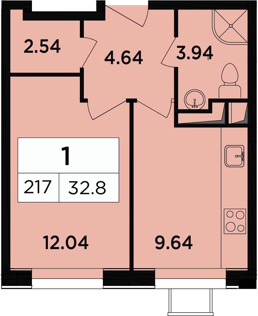 1-комнатная квартира (Студия) в ЖК Легендарный Квартал на Березовой  аллее на 18 этаже в 1 секции. Сдача в 3 кв. 2019 г.