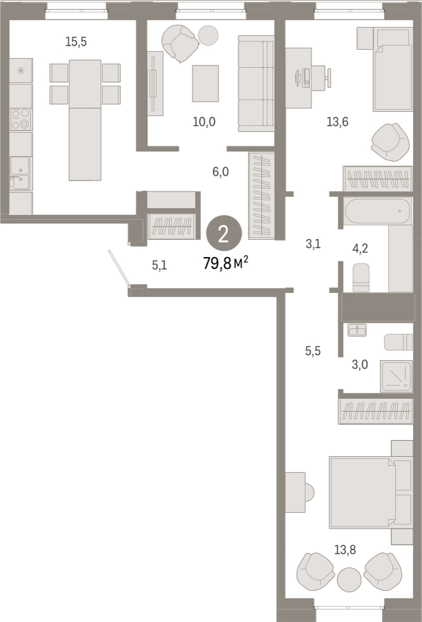 1-комнатная квартира (Студия) в ЖК Бунинские кварталы на 10 этаже в 3 секции. Сдача в 2 кв. 2026 г.