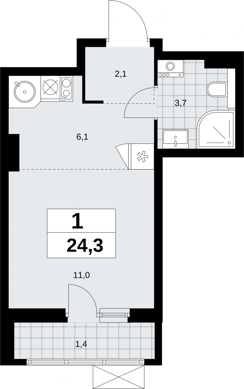 2-комнатная квартира с отделкой в ЖК Бунинские кварталы на 10 этаже в 1 секции. Сдача в 2 кв. 2026 г.