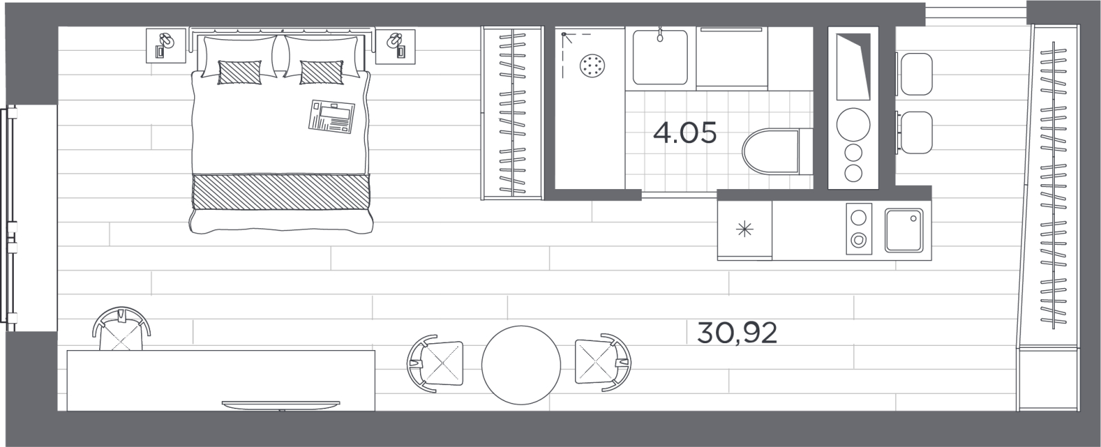 1-комнатная квартира в ЖК Бунинские кварталы на 5 этаже в 4 секции. Сдача в 2 кв. 2026 г.
