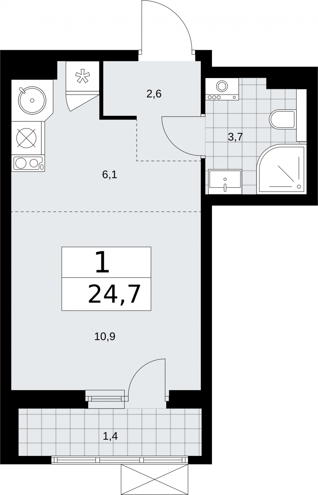 2-комнатная квартира в ЖК VOXHALL на 2 этаже в 3 секции. Сдача в 3 кв. 2025 г.