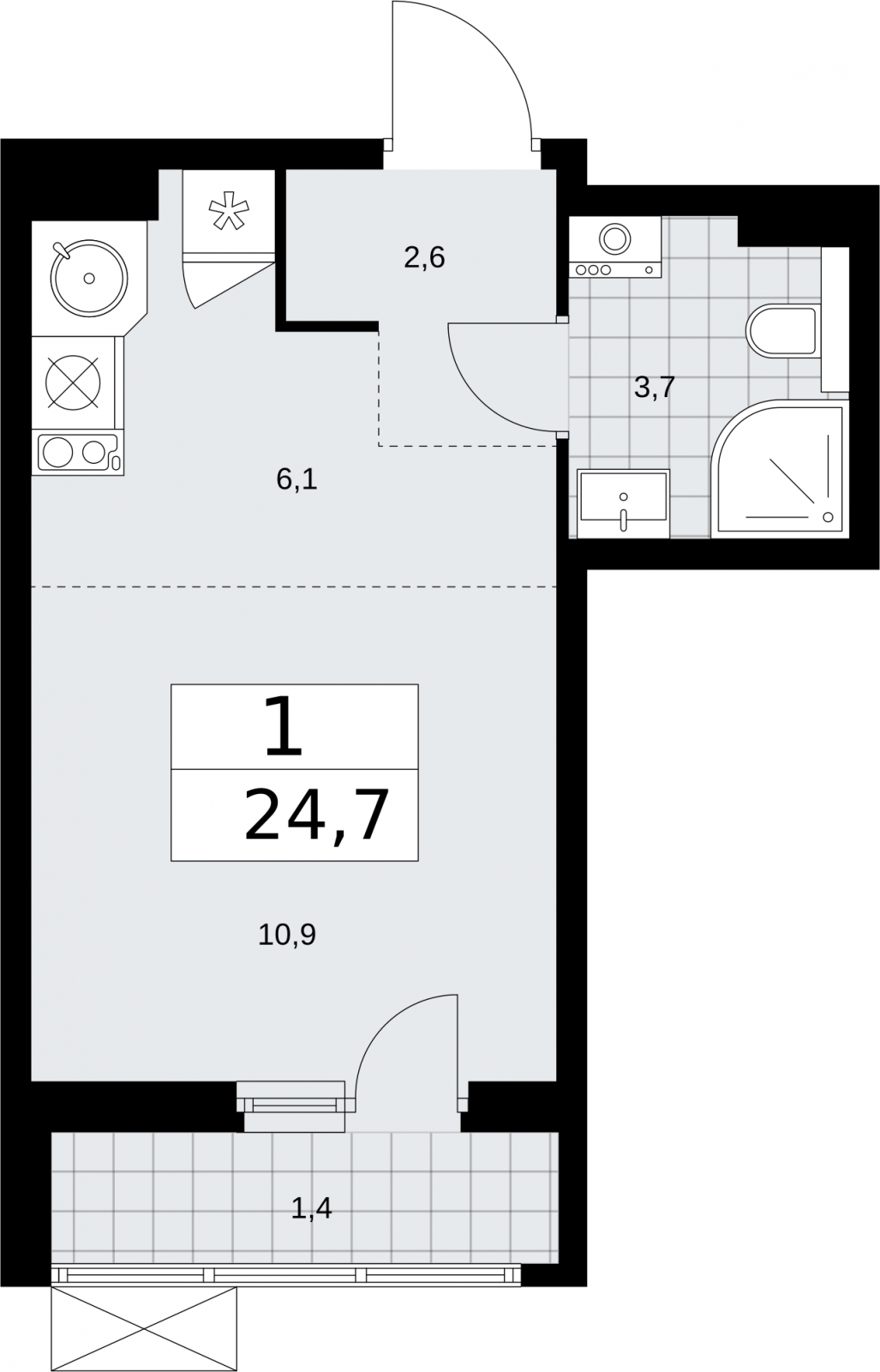 3-комнатная квартира с отделкой в ЖК Кронштадтский 9 на 14 этаже в 1 секции. Сдача в 4 кв. 2023 г.