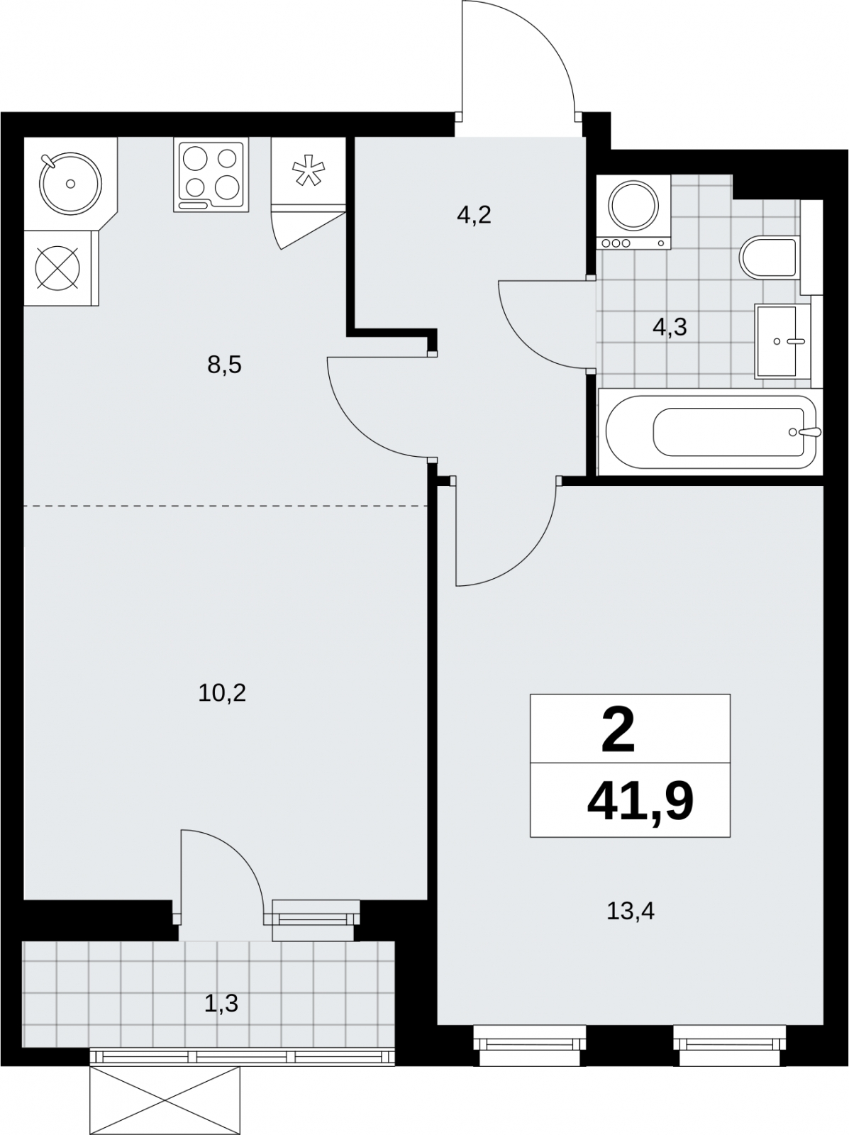 3-комнатная квартира в ЖК URAL на 20 этаже в 1 секции. Сдача в 4 кв. 2024 г.
