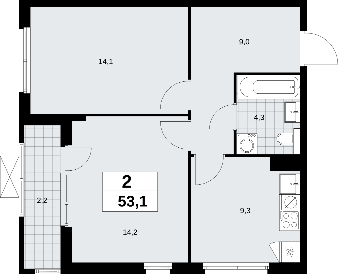 1-комнатная квартира с отделкой в ЖК Бунинские кварталы на 17 этаже в 2 секции. Сдача в 2 кв. 2026 г.