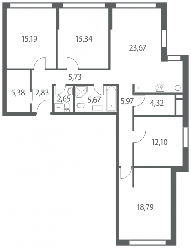 2-комнатная квартира с отделкой в ЖК Лучи на 18 этаже в 1 секции. Сдача в 4 кв. 2022 г.