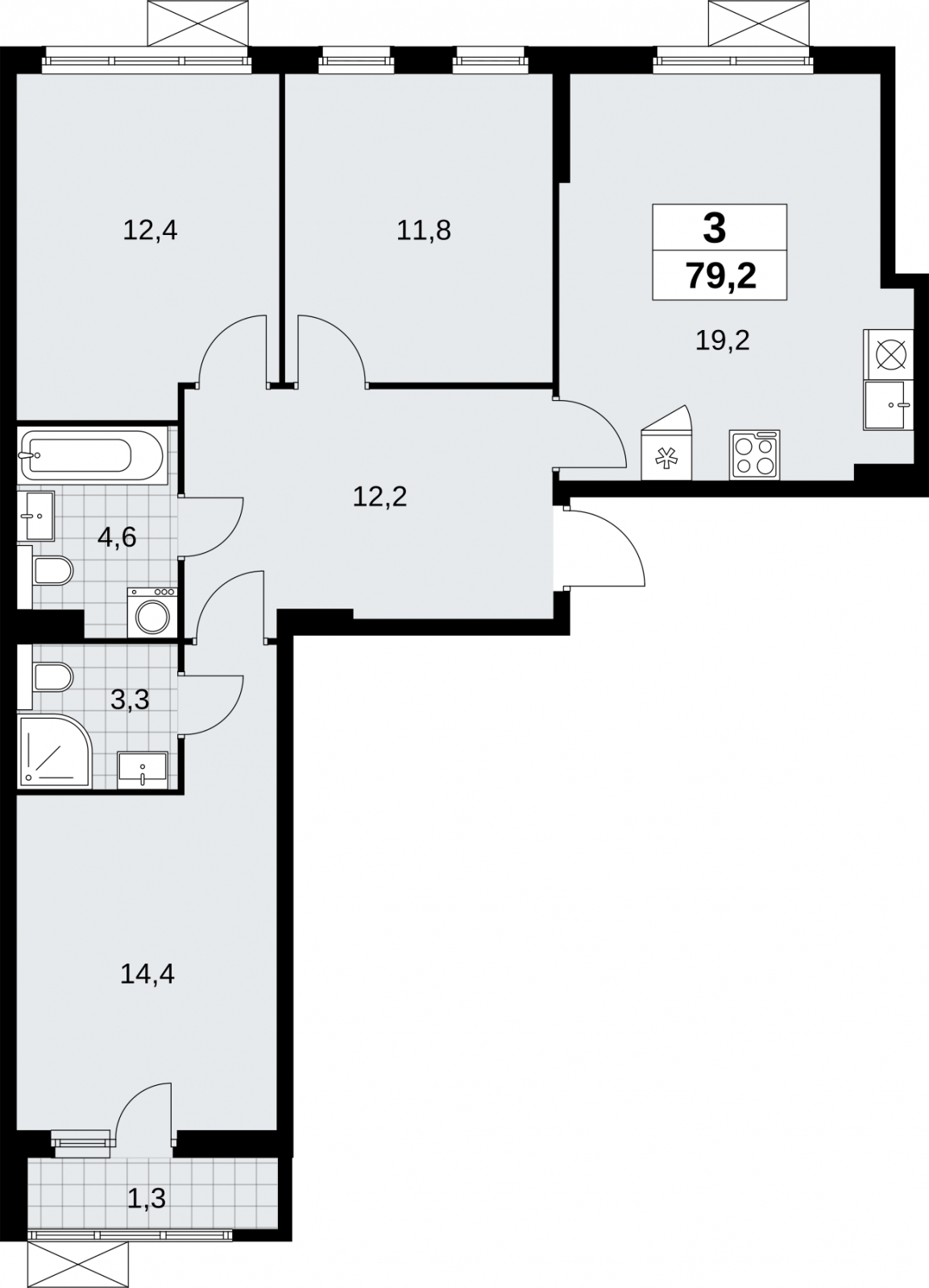 2-комнатная квартира в ЖК Театральный дом на 4 этаже в 5 секции. Дом сдан.