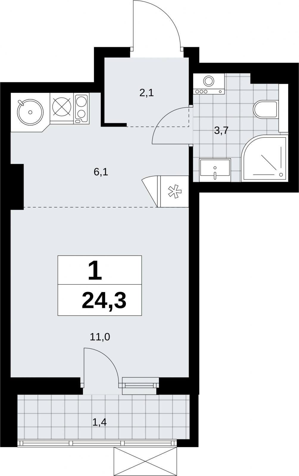 2-комнатная квартира в ЖК Match Point на 18 этаже в 2 секции. Дом сдан.