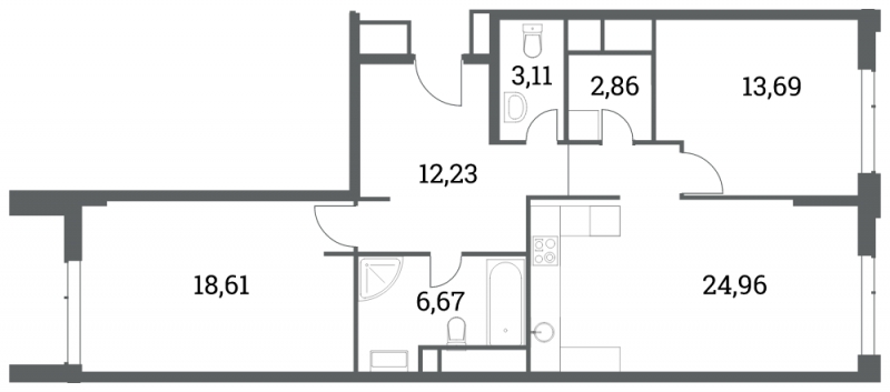 2-комнатная квартира с отделкой в ЖК Лучи на 15 этаже в 1 секции. Сдача в 4 кв. 2022 г.
