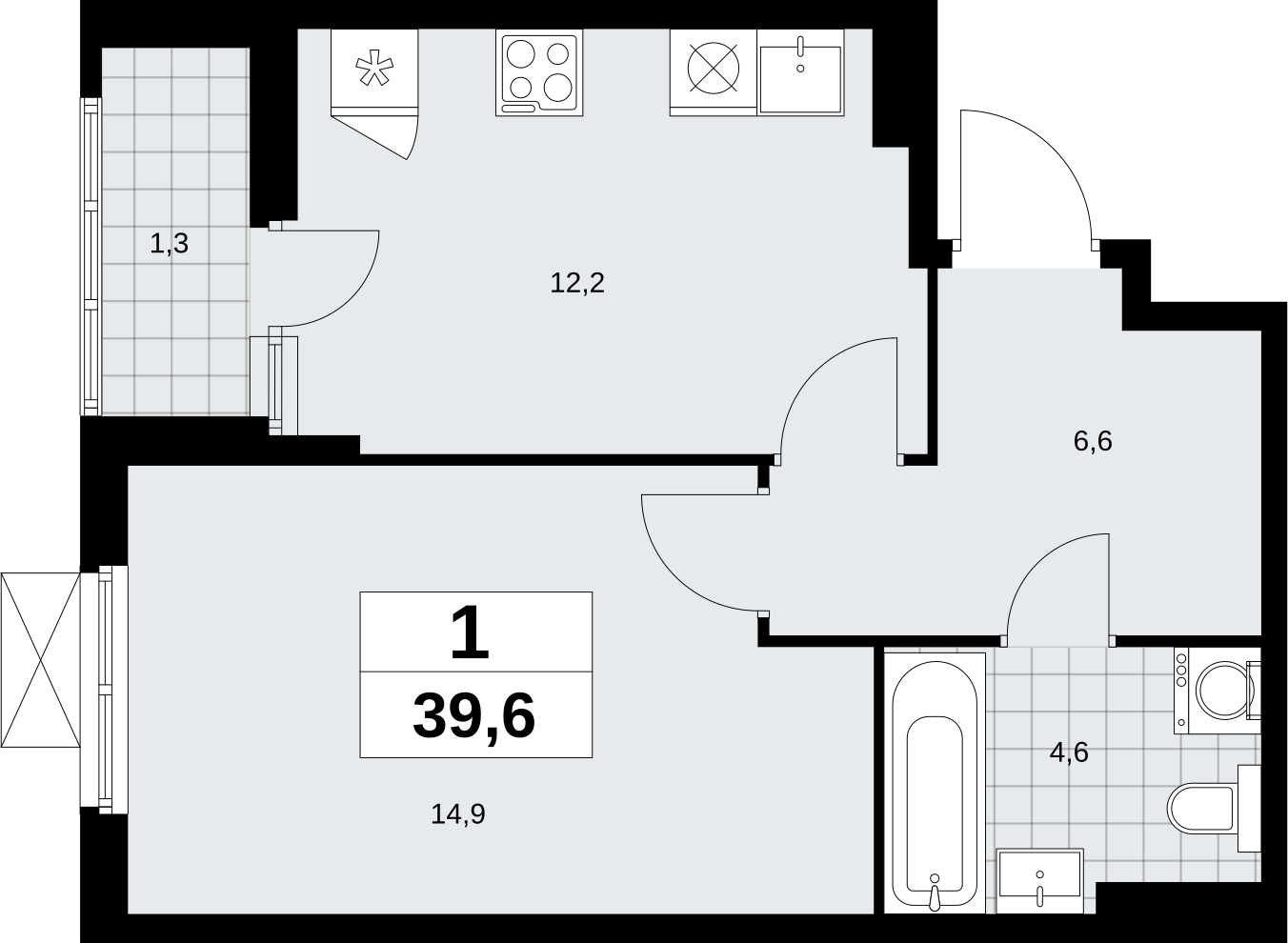 3-комнатная квартира в ЖК TERLE PARK на 13 этаже в 1 секции. Сдача в 4 кв. 2025 г.