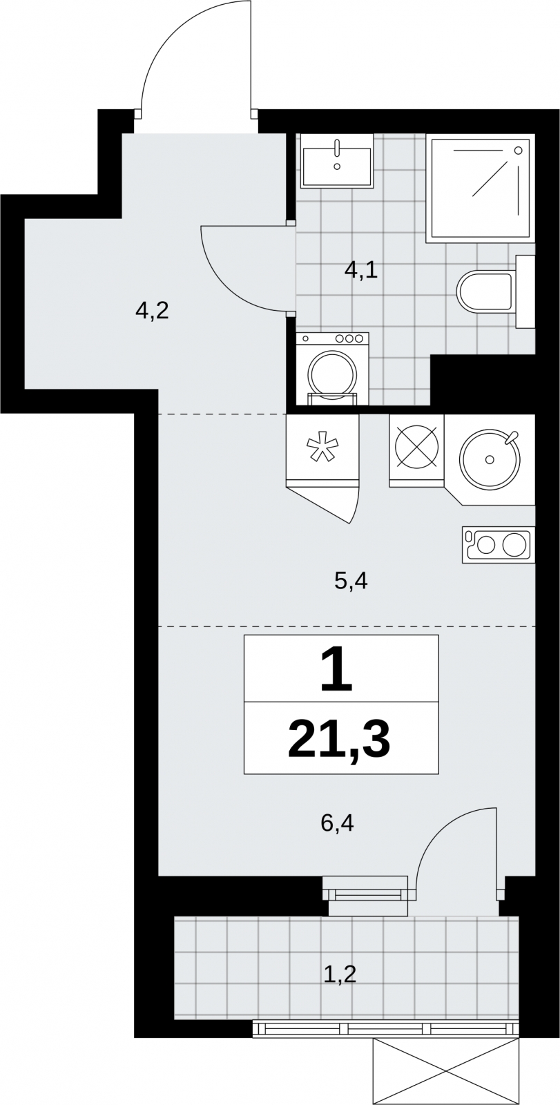 2-комнатная квартира в ЖК TERLE PARK на 2 этаже в 3 секции. Сдача в 4 кв. 2025 г.