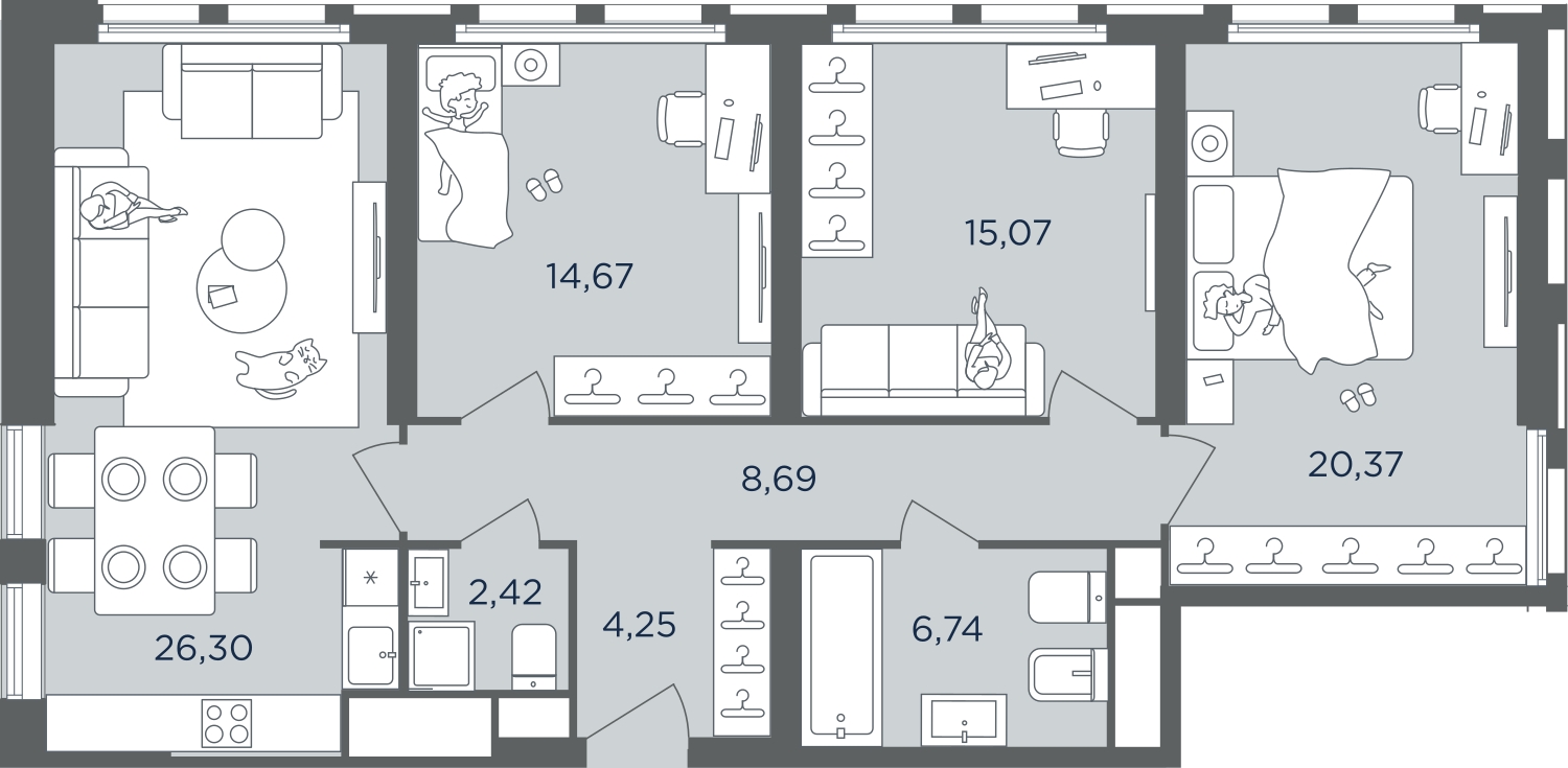 2-комнатная квартира с отделкой в ЖК Лучи на 17 этаже в 1 секции. Сдача в 4 кв. 2022 г.