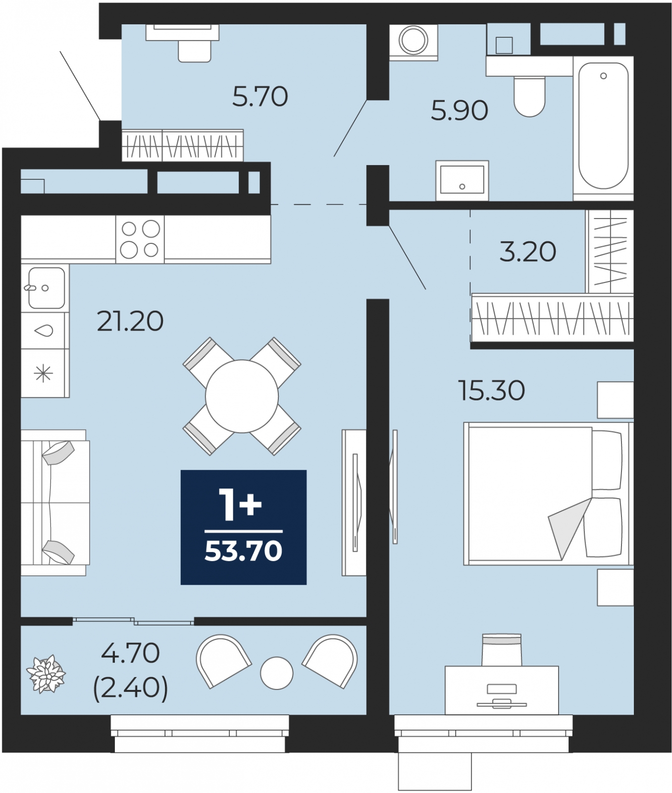 4-комнатная квартира в ЖК Бунинские кварталы на 11 этаже в 1 секции. Сдача в 2 кв. 2026 г.