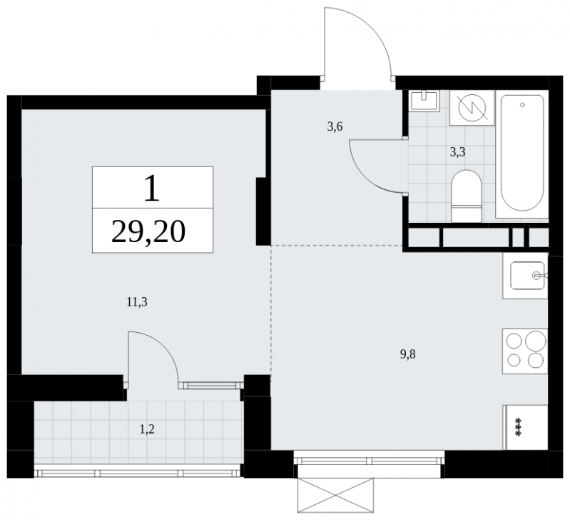 2-комнатная квартира в ЖК Бунинские кварталы на 2 этаже в 7 секции. Сдача в 2 кв. 2026 г.