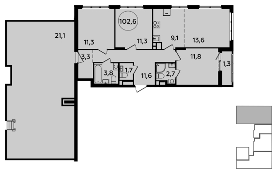 2-комнатная квартира с отделкой в ЖК Лучи на 21 этаже в 1 секции. Сдача в 4 кв. 2022 г.