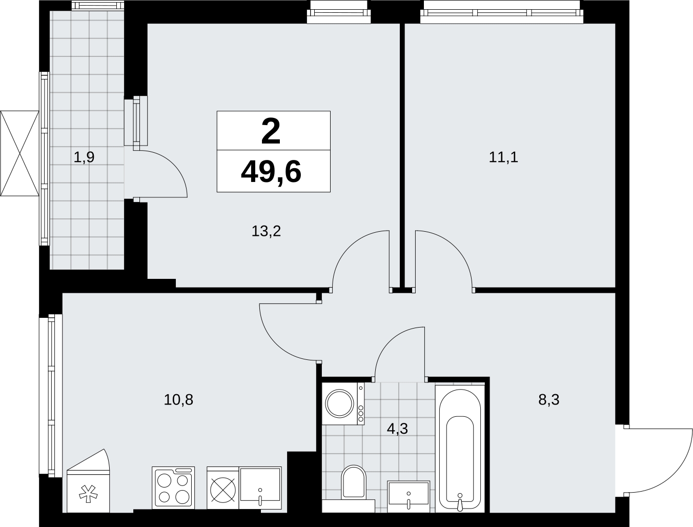 2-комнатная квартира с отделкой в ЖК Айвазовский City на 6 этаже в 7.1 секции. Сдача в 3 кв. 2026 г.