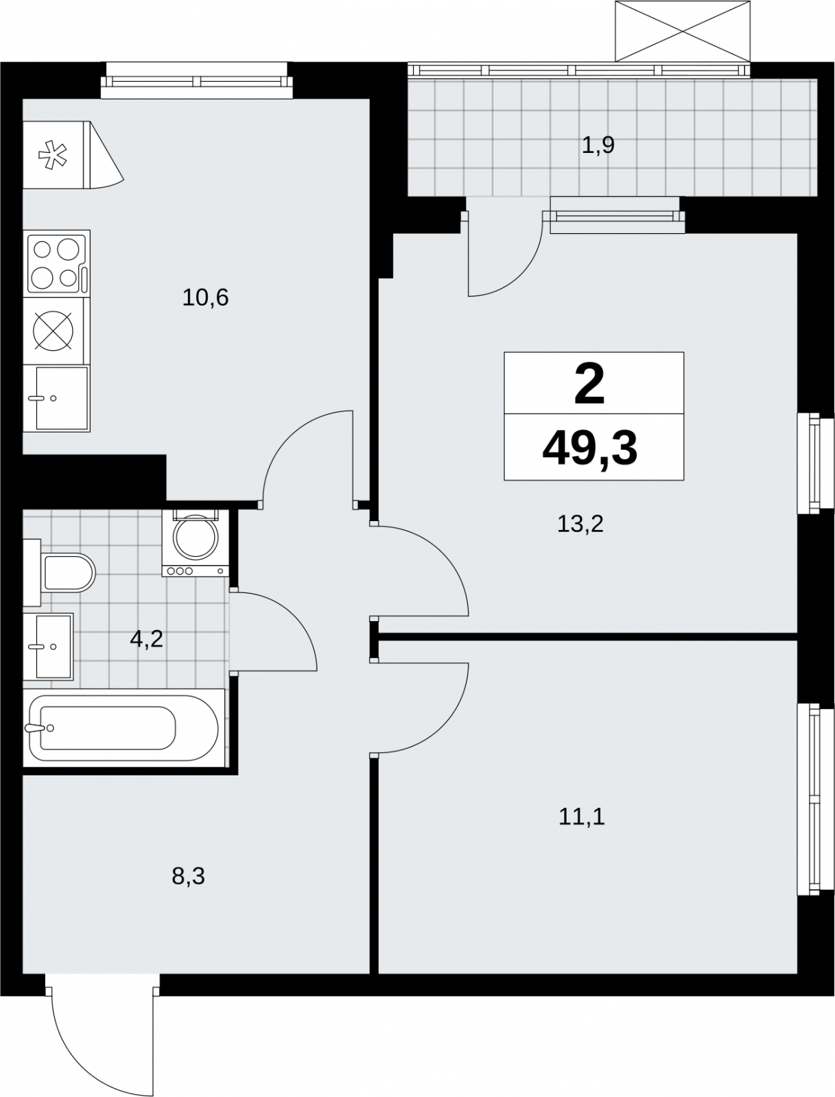 1-комнатная квартира в ЖК TERLE PARK на 15 этаже в 2 секции. Сдача в 4 кв. 2025 г.
