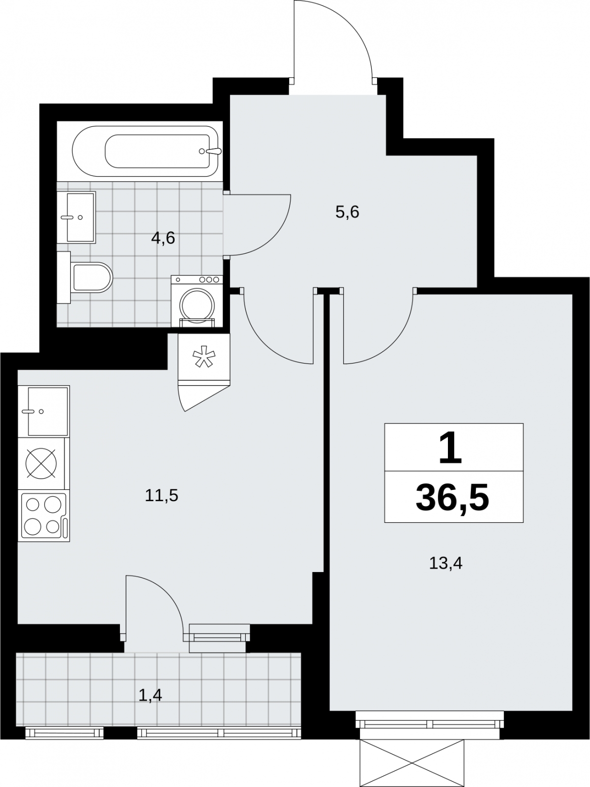 2-комнатная квартира в ЖК TERLE PARK на 11 этаже в 3 секции. Сдача в 4 кв. 2025 г.