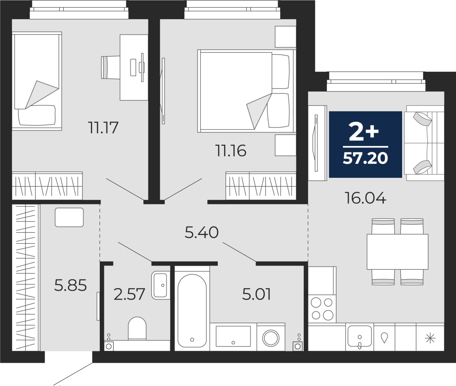 1-комнатная квартира в ЖК TERLE PARK на 7 этаже в 1 секции. Сдача в 4 кв. 2025 г.
