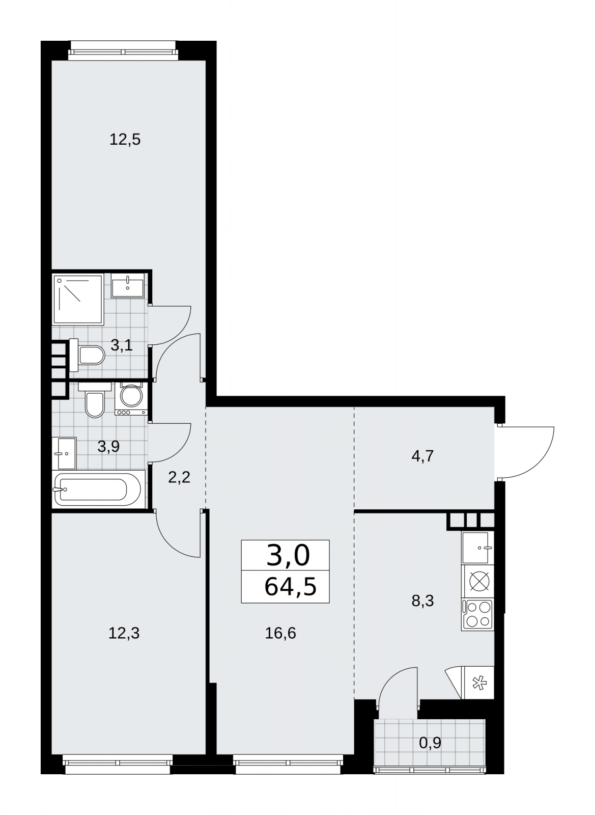 1-комнатная квартира в ЖК TERLE PARK на 5 этаже в 2 секции. Сдача в 4 кв. 2025 г.