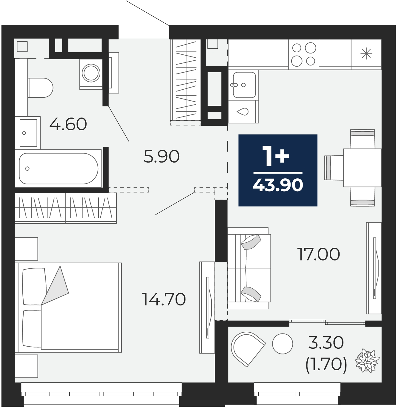 2-комнатная квартира в ЖК TERLE PARK на 5 этаже в 5 секции. Сдача в 4 кв. 2025 г.