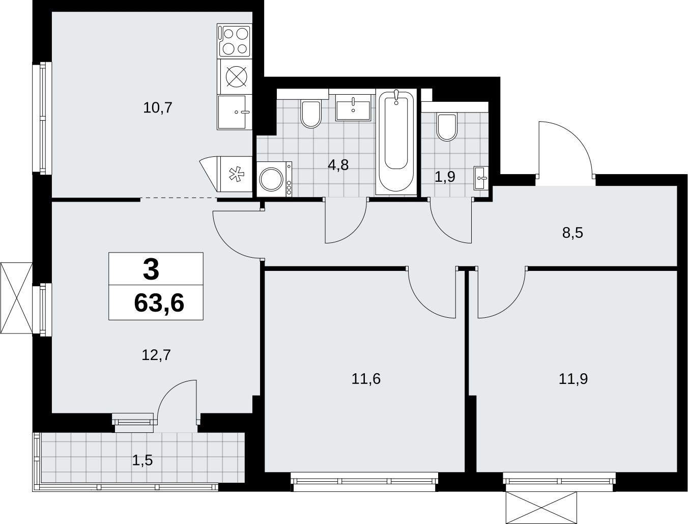 2-комнатная квартира с отделкой в ЖК Зеленая Вертикаль на 15 этаже в 1 секции. Сдача в 1 кв. 2023 г.