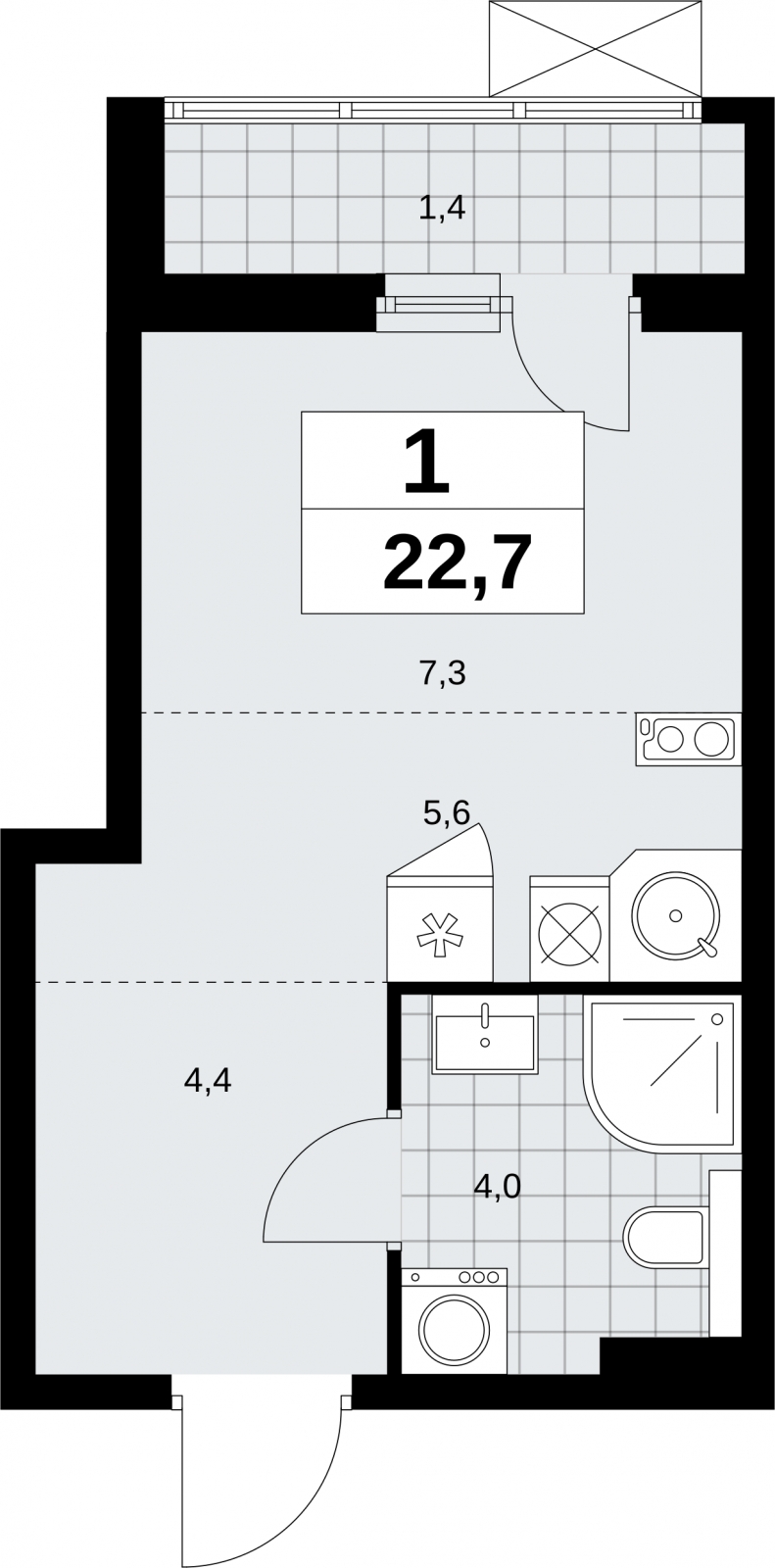 1-комнатная квартира с отделкой в ЖК Зеленая Вертикаль на 21 этаже в 1 секции. Сдача в 1 кв. 2023 г.