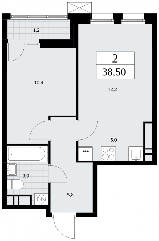 2-комнатная квартира в ЖК TERLE PARK на 3 этаже в 4 секции. Сдача в 4 кв. 2025 г.