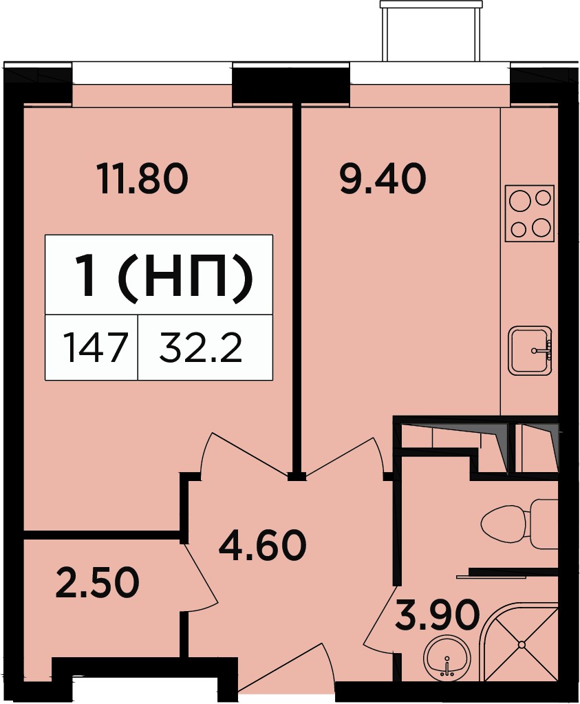2-комнатная квартира с отделкой в мкр. Новое Медведково на 4 этаже в 2 секции. Сдача в 2 кв. 2023 г.